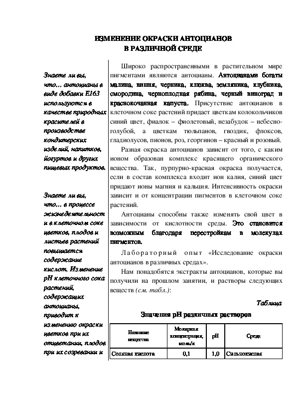 Обложка для материала Индивидуальный образовательный маршрут школьника по теме: "Изменение окраски антоцианов в разных средах"