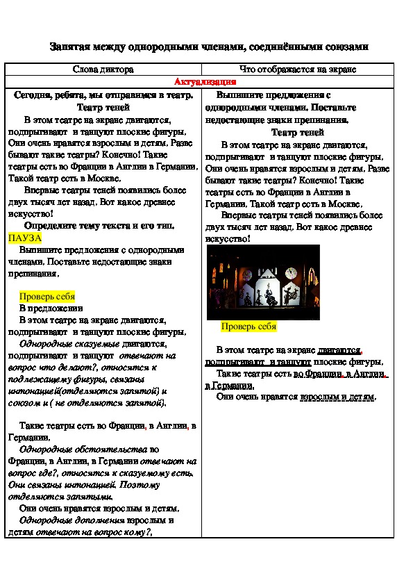 Разработка урока русского языка на тему "Запятая между однородными членами, соединёнными союзами"