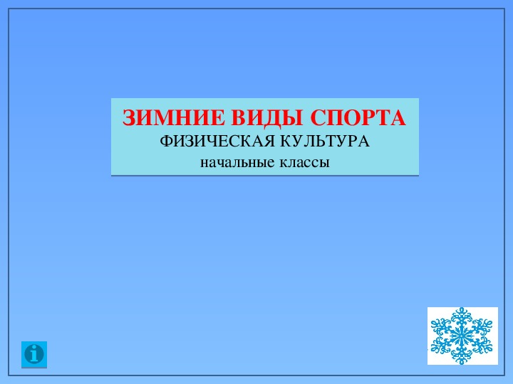 Зимние виды спорта для 1-4 класса