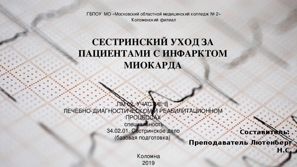 Карта сестринского ухода за пациентом с инфарктом миокарда