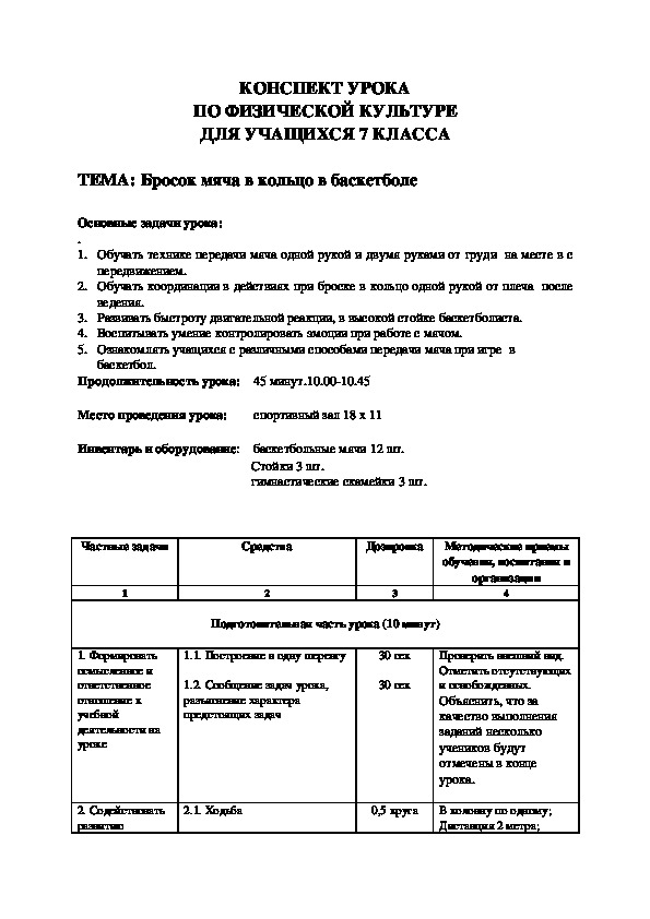 Обложка для материала КОНСПЕКТ УРОКА ПО ФИЗИЧЕСКОЙ КУЛЬТУРЕ