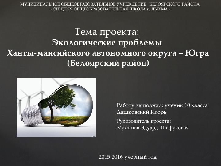Информационный проект «Экологические проблемы   Ханты-мансийского автономного округа – Югра»