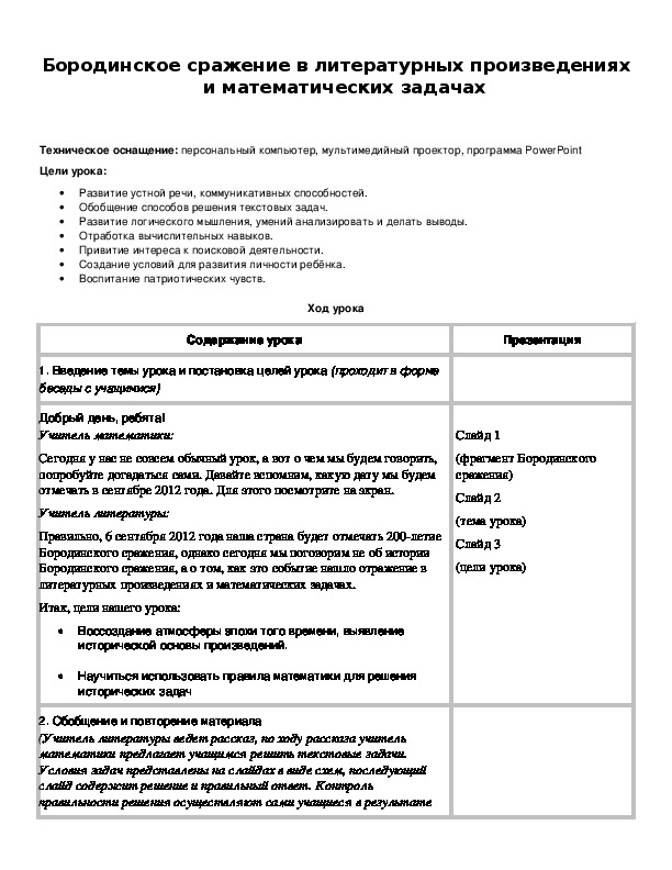 Обложка для материала Бородинское сражение в литературных произведениях и математических задачах