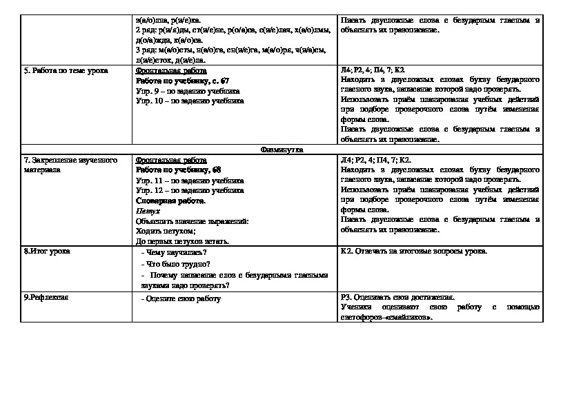 План конспект буква