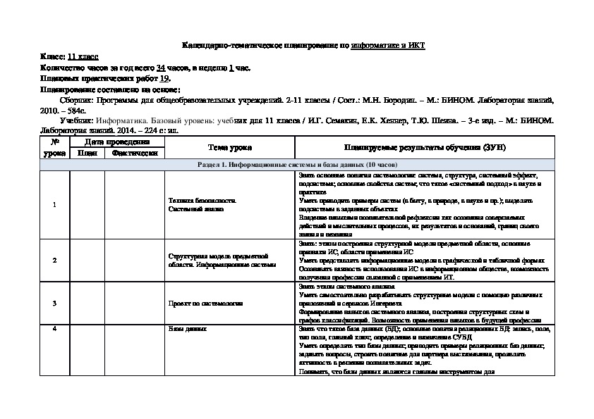 Правила заполнения таблицы 8 класс презентация семакин