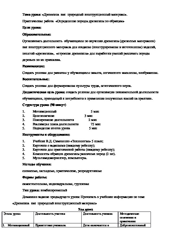 Обложка для материала Тема урока: «Древесина  как  природный конструкционный материал». 5 класс
