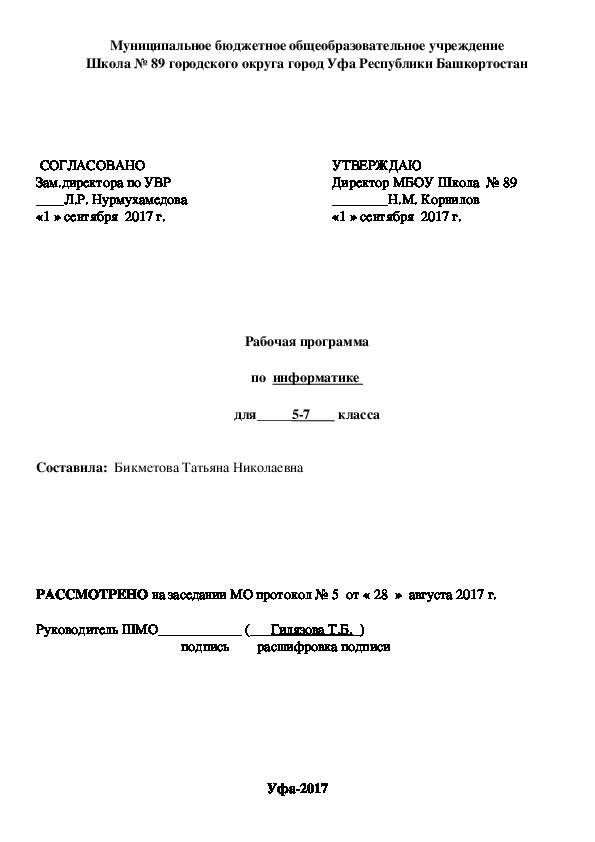 Программа по Информатике