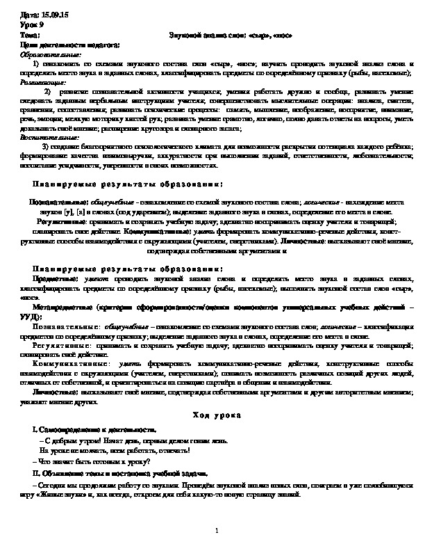 Обложка для материала Звуковой анализ слов: «сыр», «нос»