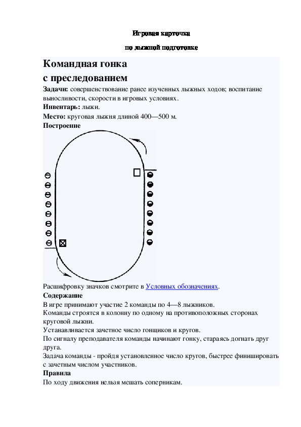 Игровая карточка "Командная гонка с преследованием"