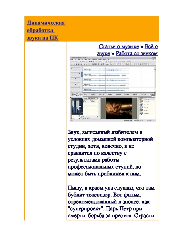 Обложка для материала Статья:Динамическая обработка звука на ПК