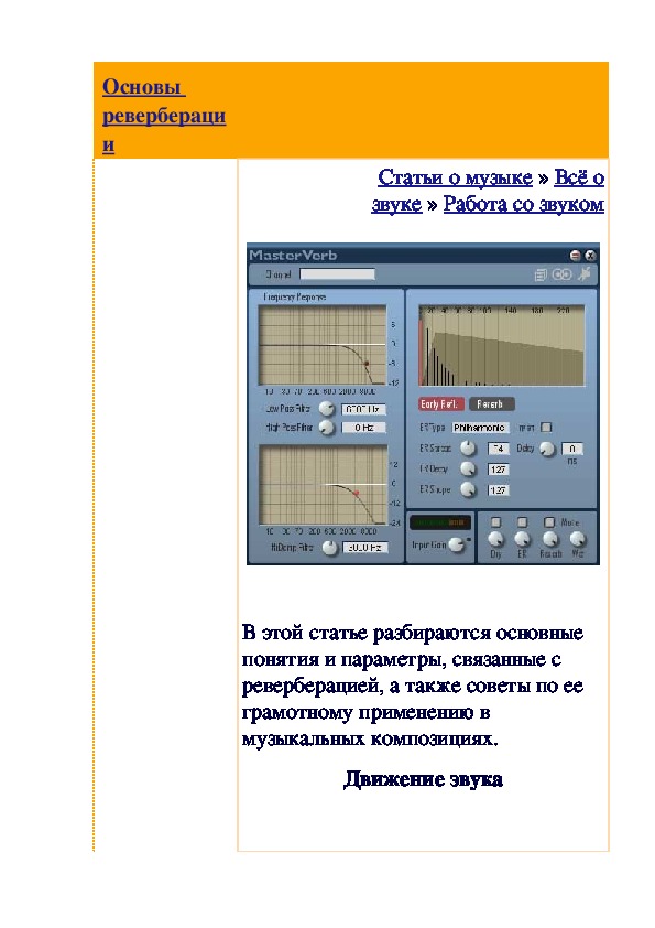 Обложка для материала Статья: Основы реверберации