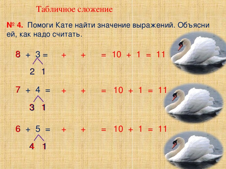 Презентация по математике 1 класс таблица сложения