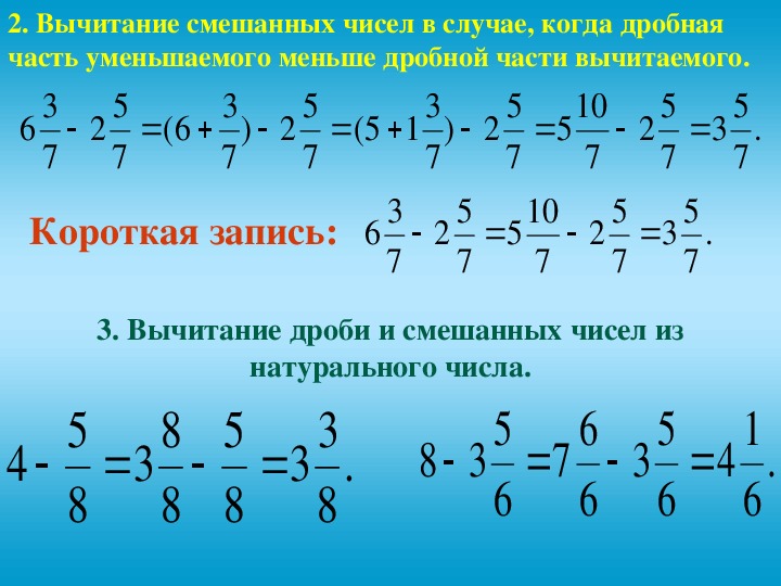 Сложение и вычитание смешанных чисел виленкин 5 класс презентация