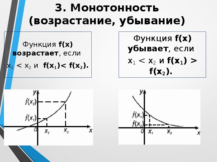 Возрастающая функция это. Возрастание и убывание функции. Возрастающая и убывающая функция.