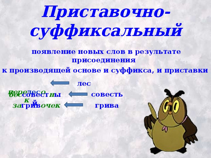 Слова образующие приставочно суффиксальным способом. Приставочные слова. Суффиксальный приставочно суффиксальный.