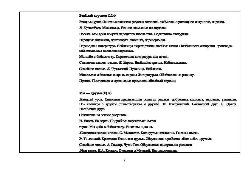 Проверочная работа по литературному чтению 3 класс перспектива картины родной природы