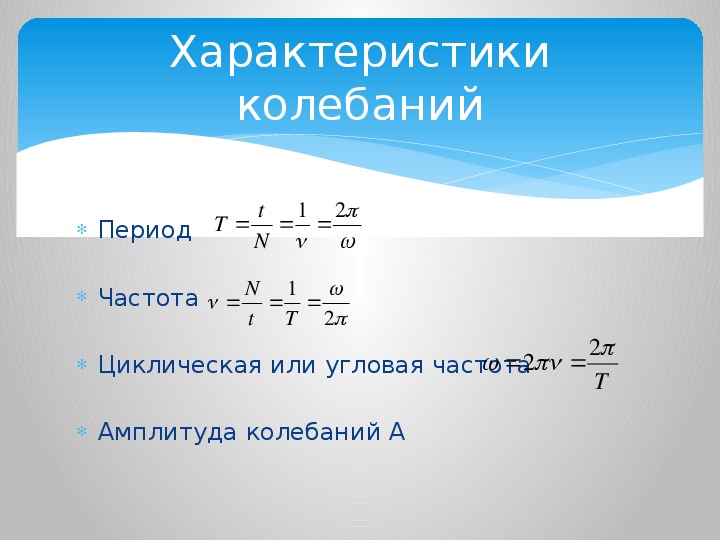 Амплитуда период и частота колебаний