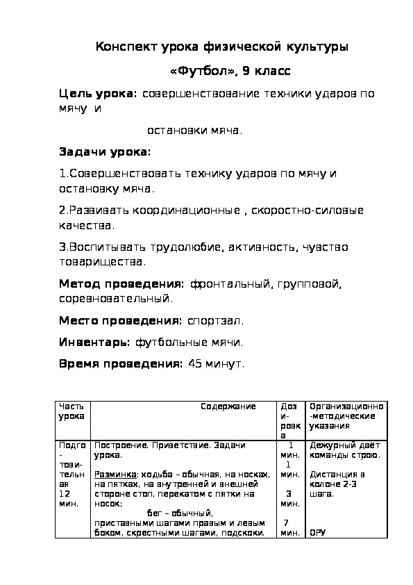 Обложка для материала Конспект урока физической культуры