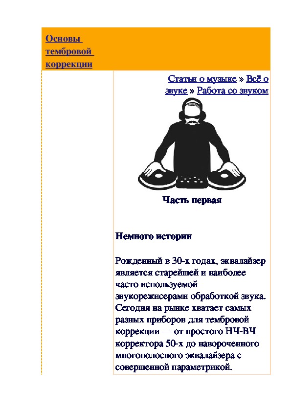 Обложка для материала Статья: Основы тембровой коррекции