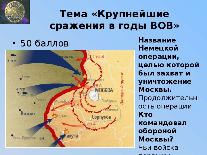 Как получил названия план по захвату москвы перечислите основные события этой битвы