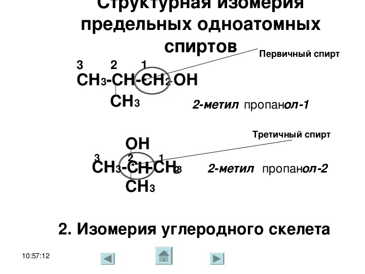 Схема качественной реакции на одноатомные спирты