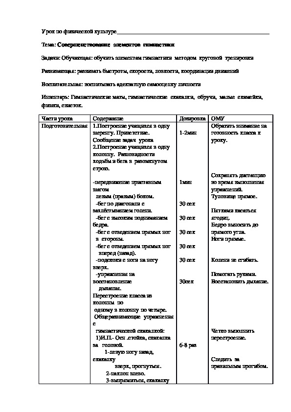 : Совершенствование  элементов  гимнастики