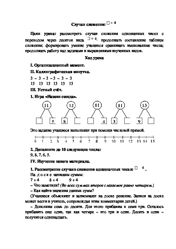 Способ сложения план конспект