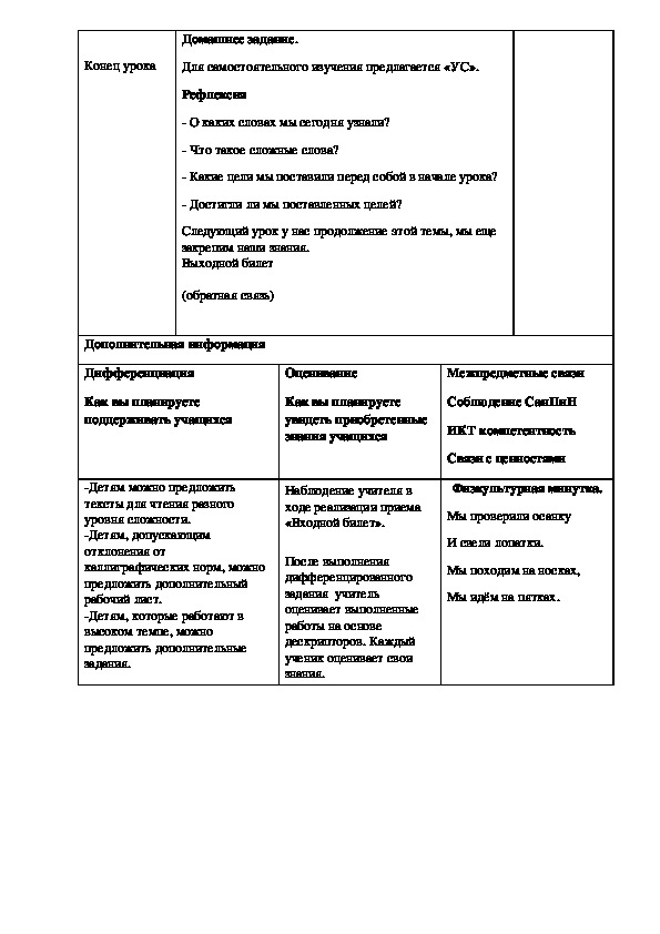План урока по русскому языку на тему "Сложные слова" (7 класс, русский язык)