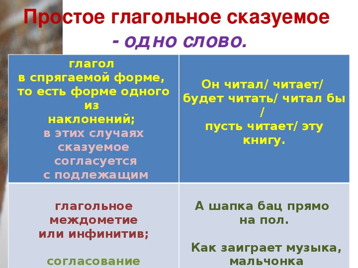 Простое глагольное сказуемое 8 класс