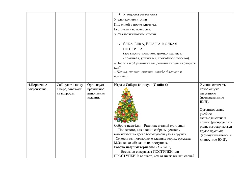 План по рассказу елка