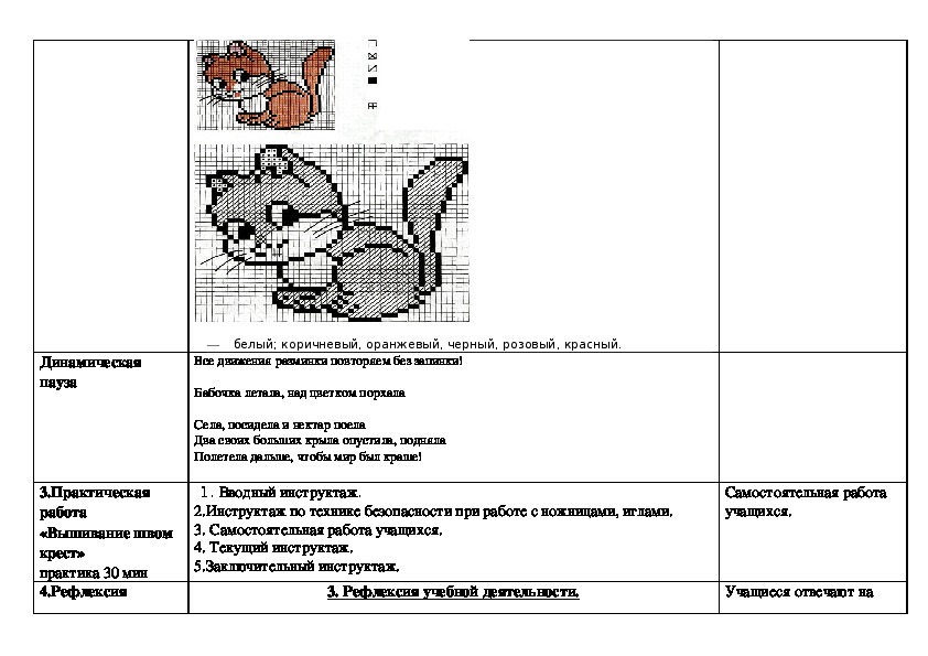 План конспект урока вышивка