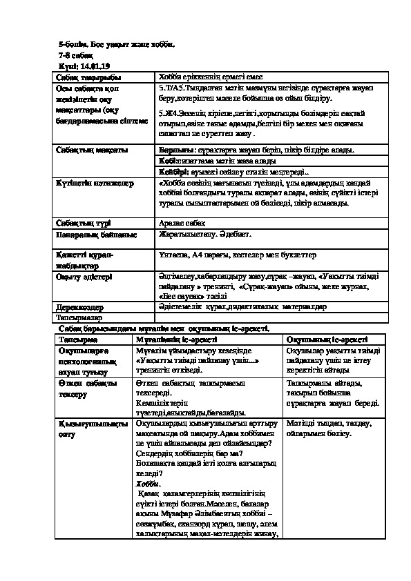 Обложка для материала Ашық сабақ