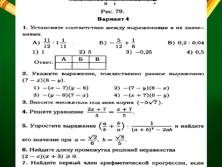 Карточки по алгебре огэ