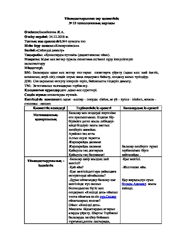 Обложка для материала Тақырыбы: «Қонақтарды күтеміз» (дидактикалық ойын).