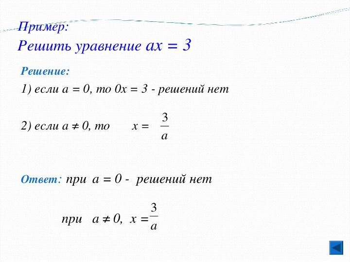 Презентация решение уравнений с параметрами