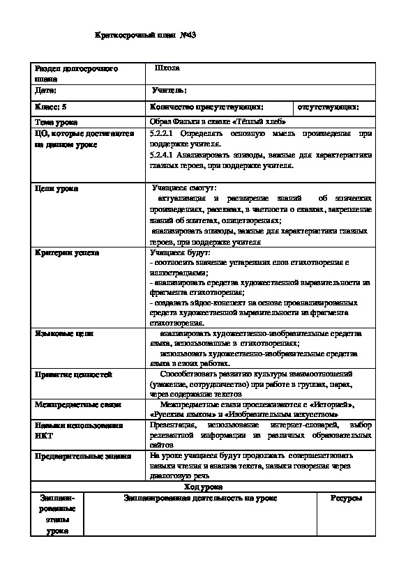 Обложка для материала Русская литература 5 класс Тема урока: Образ Фильки в сказке «Тёплый хлеб»