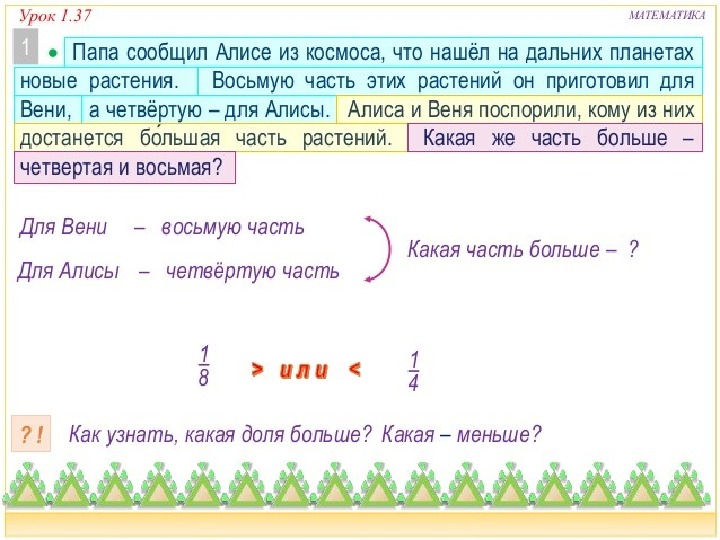 Сравнение математических объектов 3 класс