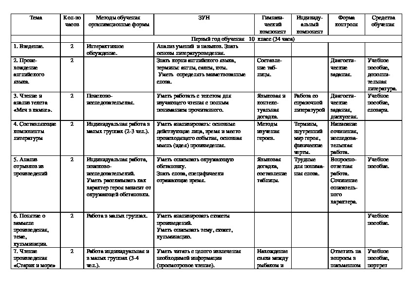 Программа элективного курса "Юный филолог" (10-11 класс, английский язык)