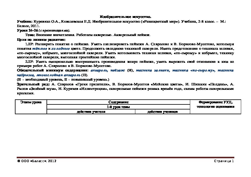 Обложка для материала Весенние впечатления. Работаем акварелью. Акварельный пейзаж.