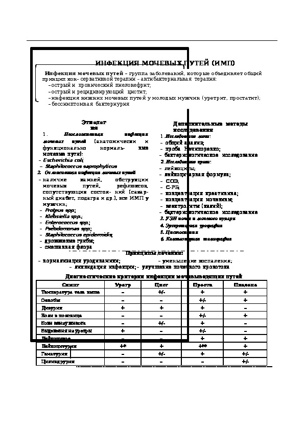 ИНФЕКЦИЯ МОЧЕВЫХ ПУТЕЙ