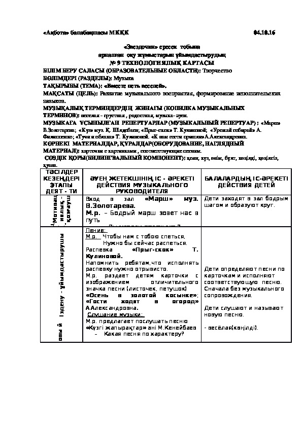 Занятие в старшей группе "Вместе петь веселей"