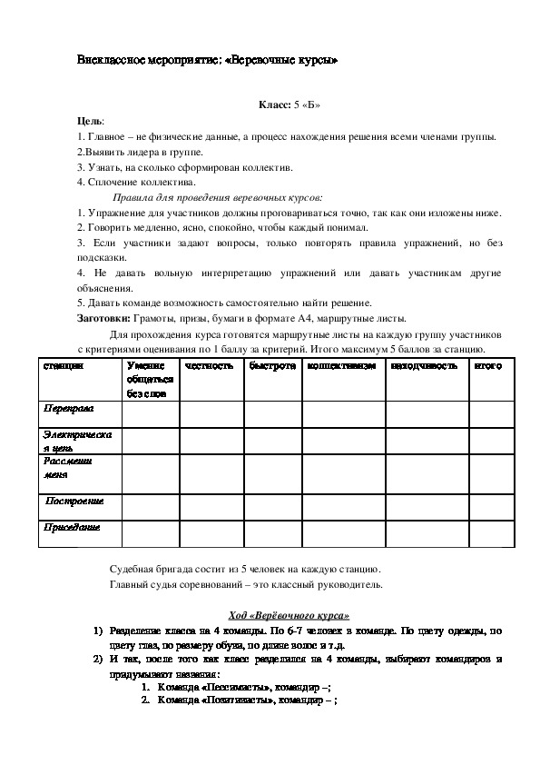 Обложка для материала веревочные курсы в 5 классе