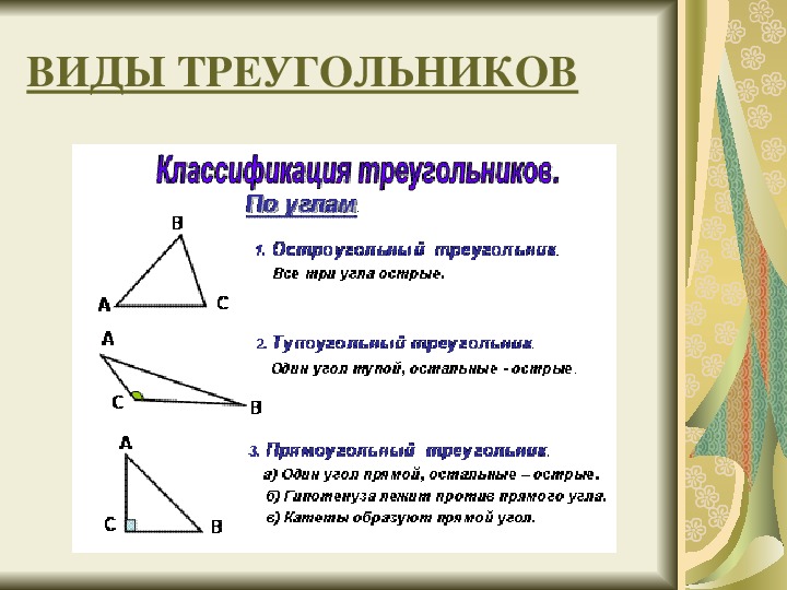 Треугольник можно составить если. Виды треугольников по углам и сторонам. Типы треугольников по углам. Треугольник классификация треугольников. Треугольник и его углы.
