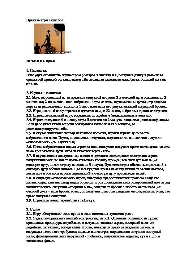 Обложка для материала Правила игры стритбол