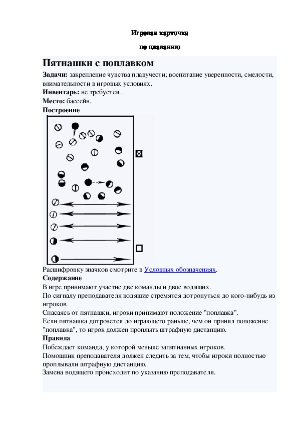 Игровая карточка "Пятнашки с поплавком"