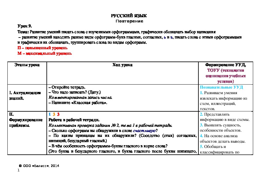 Тема: Развитие умений писать слова с изученными орфограммами, графически обозначать выбор написания  – развитие умений находить разные виды орфограмм-букв гласных, согласных, ь и ъ, писать слова с этими орфограммами и графически их обозначать, группировать слова по видам орфограмм.