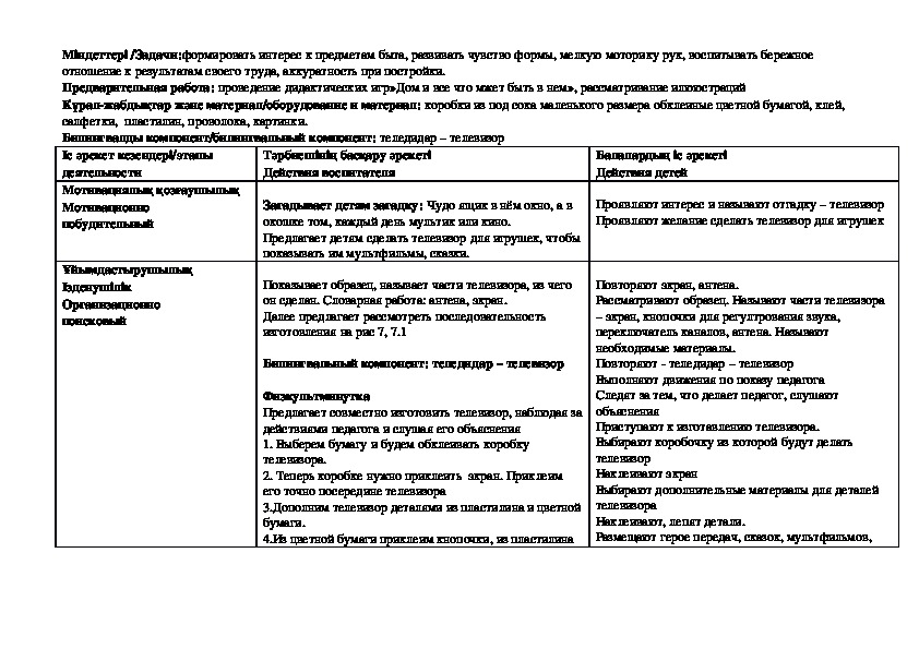 Перспективный план по конструированию в средней группе