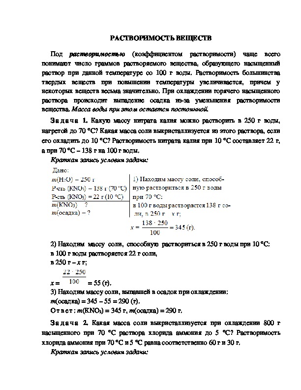 Обложка для материала РАСТВОРИМОСТЬ ВЕЩЕСТВ
