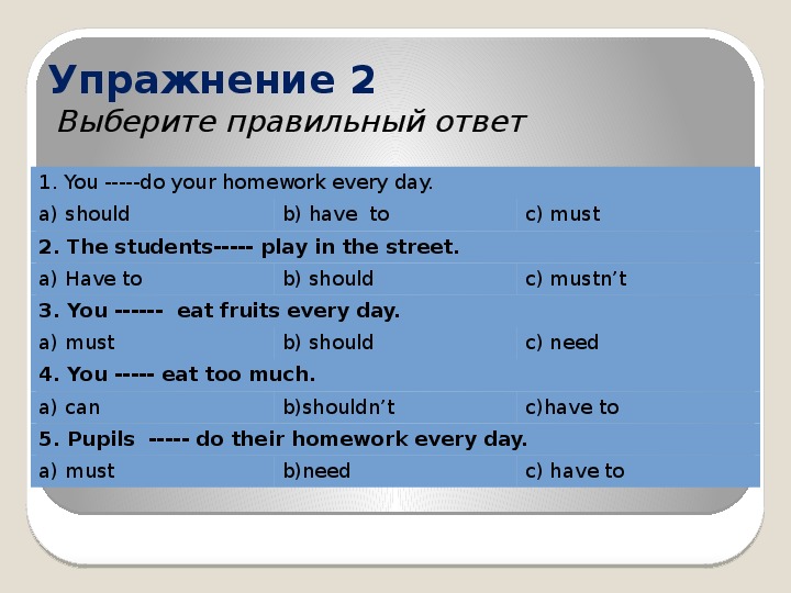 Вставьте модальные. Упражнения на Модальные глаголы must have to should. Упражнения на Модальные глаголы в английском языке 5 класс. Модальные глаголы упражнения в английском языке 5. Have to модальный глагол упражнения.