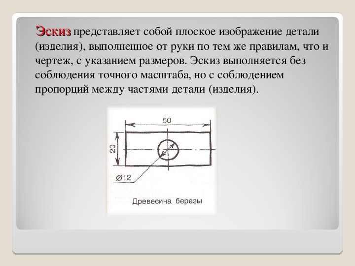 Плоское изображение детали от руки это